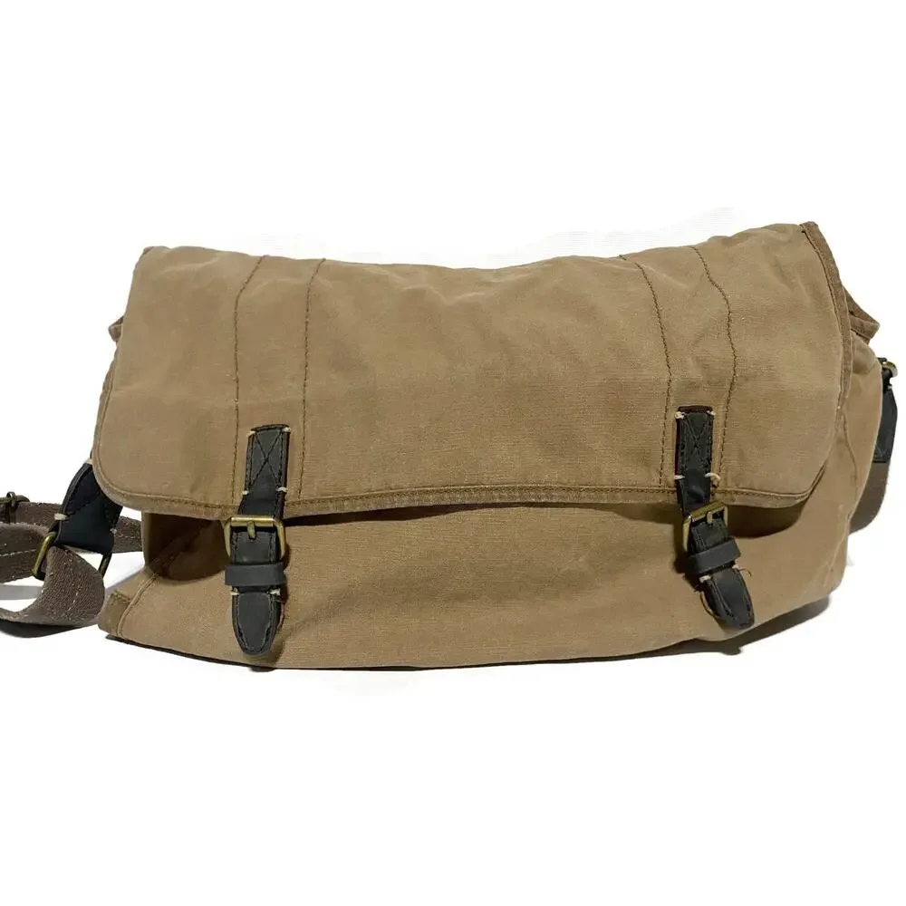 J Crew Broken In Canvas Messenger Bag Distressed Brown With Leather Trim